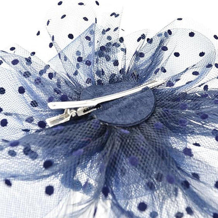Blue Vintage Bridal Headdress Feather Flower Mesh Hair Accessories for Cheongsam