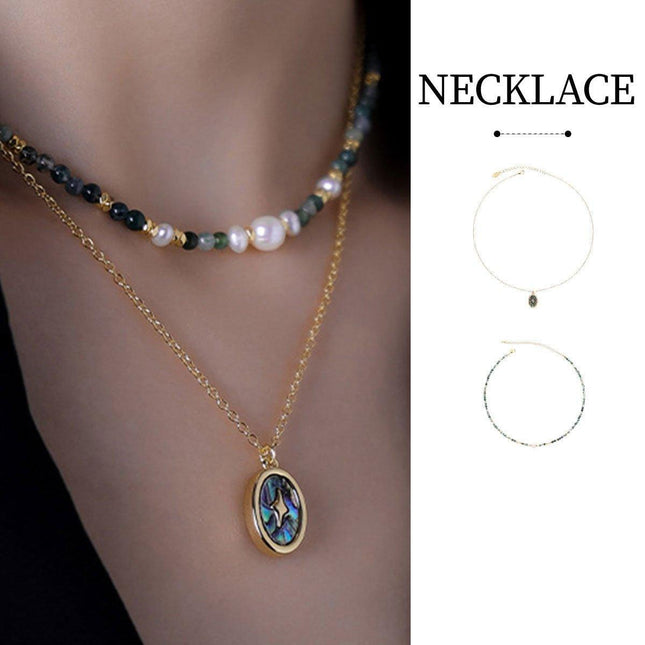 Retro Fashion Style Natural Stone Design Necklace for Women Vintage Jewelry