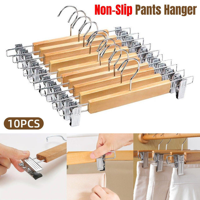 10pcs Multifunctional Trouser Hanger with Clips Skirt Pants Clip Hangers Home