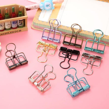 Solid Color Hollow Out Swallowtail Metal Binder Bookmark Clips Office Supplies - Aimall
