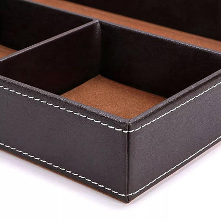 Leather Desktop Organizer Multi-functional Storage Tray Key Jewellery Box