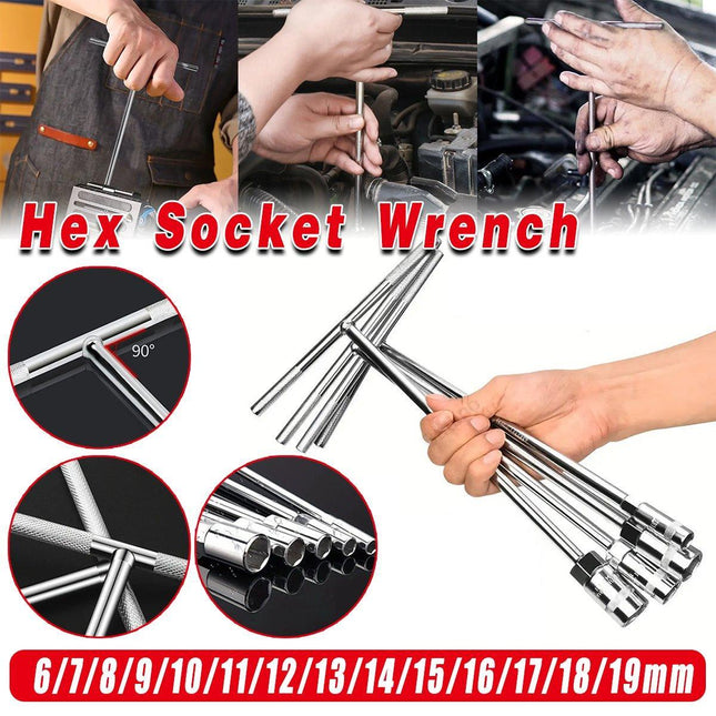 6-19mm Steel T Shaped Hex Wrench Hand Tool Spanner Socket Adapter Repair