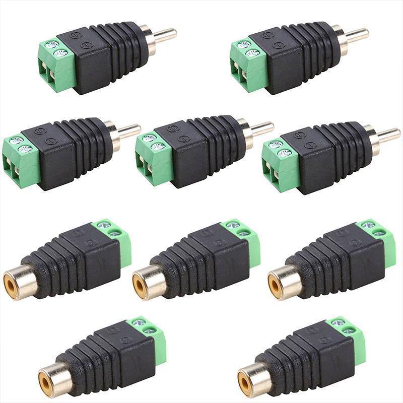 2/4 Pair Speaker Wire cable to female & male RCA Adapter Connector Jack Plug LED - Aimall