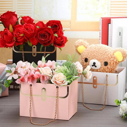 10pcs Rectangular Handbag Flower Packaging Gift Bags Creative Bouquet Boxes