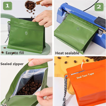 20 Pack Sealed Tea Coffee Bags Heat Seal Zipper Hang Rope Aluminum Foil Storage