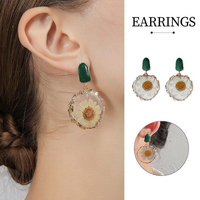 Elegant Handmade Earring Real Dried Flowers High-Grade Fashion Jewelry