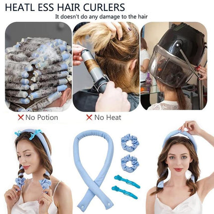 Heatless Curling Rod Headband Lazy Curler No Heat Curls Ribbon Hair Hair Curlers - Aimall