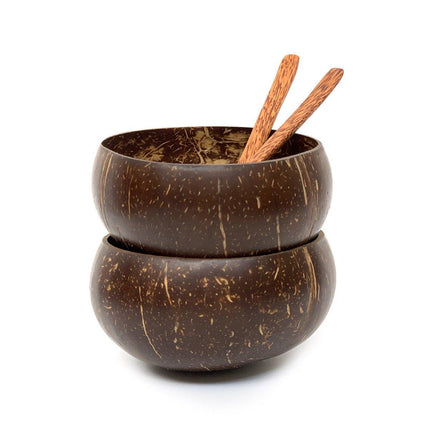 2Sets Natural Coconut Shell Bowls Dessert Fruit Salad Serving Bowls