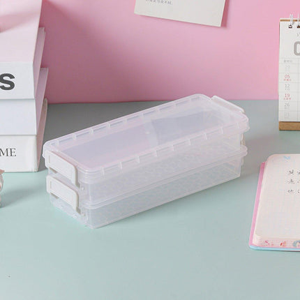 3PCS Clear Plastic Desktop Storage Box 2 Layer Holder DIY Stationery Pencil Case