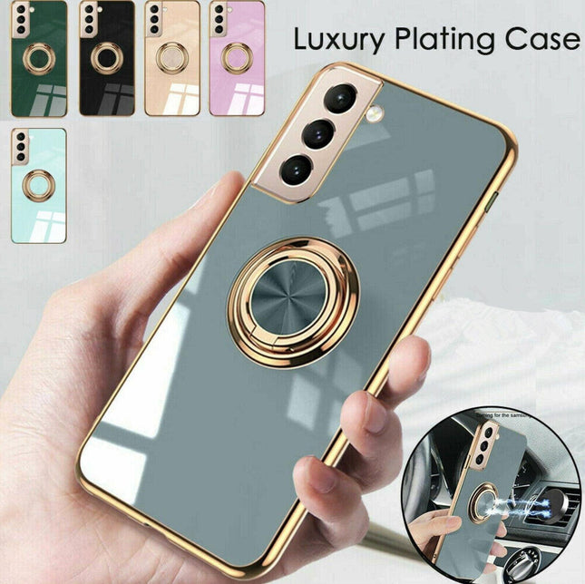 Black Magnetic Shockproof Ring Holder Case Cover For Samsung S22 Ultra S22Plus Note 20 - Aimall
