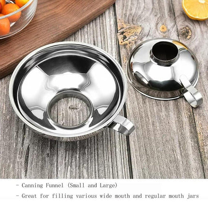 2pcs Stainless Steel Wide Mouth Funnel Large Bore Oil Drain Household Funnel Set