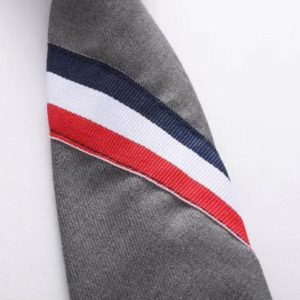 Men's zipper tie Fashion Pattern Striped Cotton Tie Preppy Student Slim Necktie - Aimall