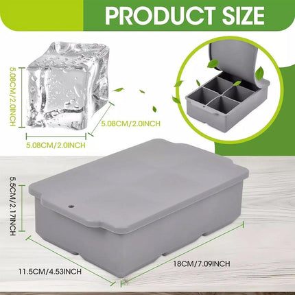 Large Silicone Ice Cube Mold Food Grade Whiskey Ice Block Tray Homemade Ice Cube