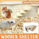 Wooden Multiroom Hamster Maze House Hiding Habitat Playhouse for Small Pets