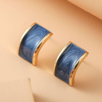 Elegant Geometric Halo Blue Vintage Stud Earrings Fashion Jewelry for Women
