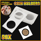 50x 33mm CARDBOARD COIN HOLDERS Staple Coin Holder Display Clear Window Folder - Aimall