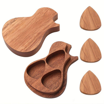 Wooden Guitar Pick Holder Plectrum Case Organizer Compact Plectrum Storage Box