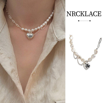 Sweet Love Heart Necklace Tassel Chain Asymmetric Collarbone Jewelry for Women