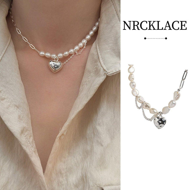 Sweet Love Heart Necklace Tassel Chain Asymmetric Collarbone Jewelry for Women