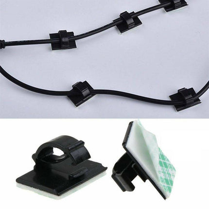 100X Cable Clips Holder Tidy Adhesive Home Car Wire Tie Fixer Drop Clamp Cord - Aimall