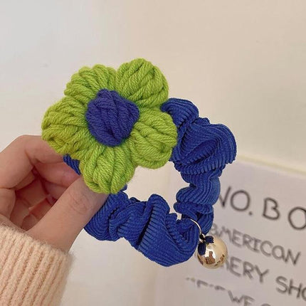 Corduroy Flower Hair Scrunchies Ponytail Holder Hair Ties Rope Hair Accesorries - Aimall