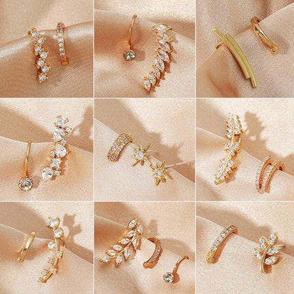 Simple Ear Clips No Piercing Stud Earrings Set Non Pierced Fashion Jewellery
