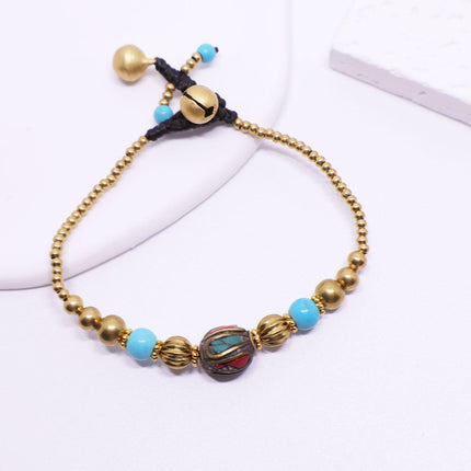 Ethnic Style Handmade Bracelet Color Stone Sky Bead Fashion Round Bead Bracelet
