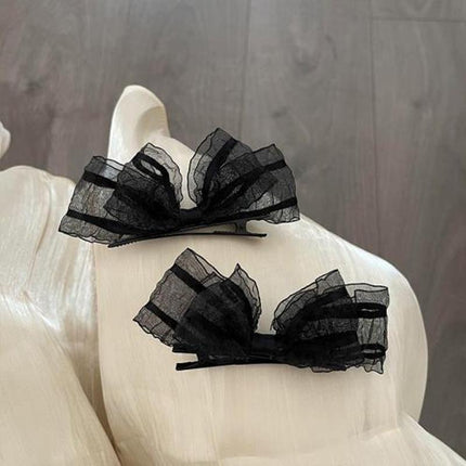 2PCS Women Hair Clip Side Bow Knot Barrettes Hairpin Party Headdress Gifts Lace - Aimall