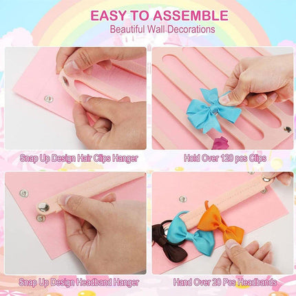 2PCS Pink Hair Accessories Holder Wall Rack for Hairbands Hairpins and Jewelry Storage
