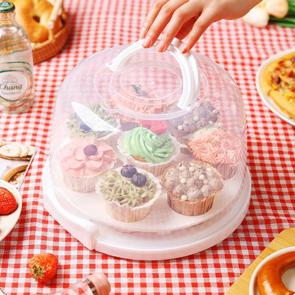 Reusable Plastic Cupcake Carrier Box Transparent Handle Cake Container