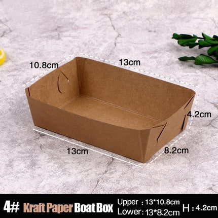 500PCS Kraft Cardboard Food Disposable Tray Brown Party Chips Takeaway Container Aimall