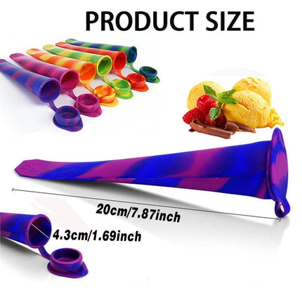 6PCS Silicone Popsicle Molds with Lids Multi-Color Reusable Ice Cream Mold Set