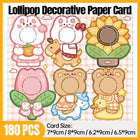 180pcs Cartoon Pattern Children's Lollipop Decorative Paper Cards Party Favors