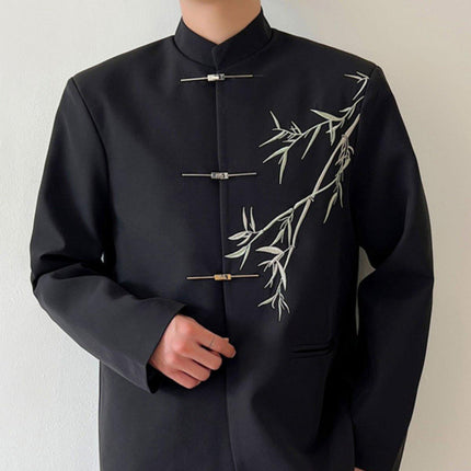 Chinese Tang Suit Jacket Mens Traditional Republic Style Mandarin Collar Coat