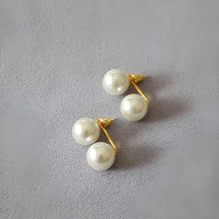 Temperament Double Pearl Stud Earrings Simple Elegant Jewelry for Women Gifts