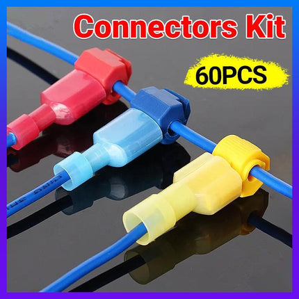 60PCS T-Tap Electrical Wire Crimp Terminals Quick Splice Cable Connectors Kit AU - Aimall