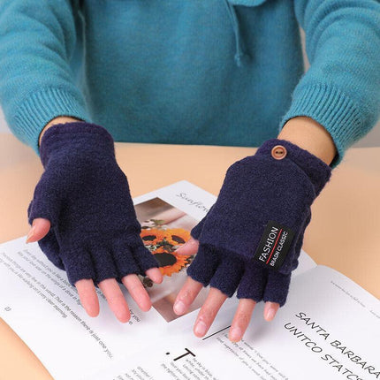 Winter Electric Rechargeable Mitten Heated Gloves Half Finger W/Hat USB Knitted - Aimall