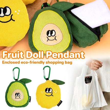 Cartoon Fruit Shopping Bag Cute Doll Folding Eco-Friendly Pendant Tote Bag
