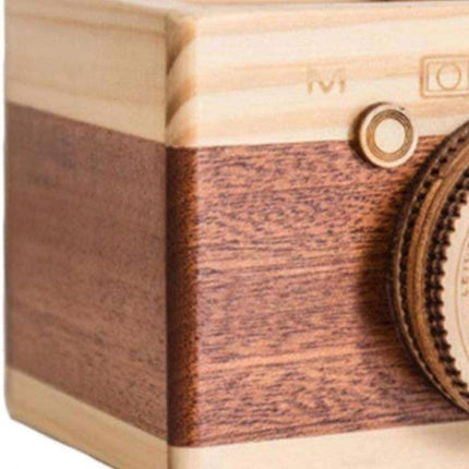 Vintage Wooden Camera Pen Holder Handmade Retro Gift Box Graduation Souvenir