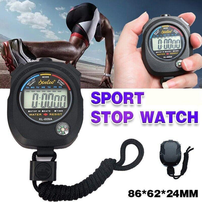 2X Handheld Stop Watch Digital Chronograph Counter Sports Stopwatch Timer Alarm - Aimall