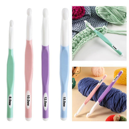 4pcs Weave Yarn Craft Tools Ergonomic Handle Non-Slip Knitting Needles Crochet Hooks - Aimall