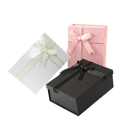 5PCS Large Black Folding Gift Box with Ribbon Bow One-Piece Shoe Apparel Box