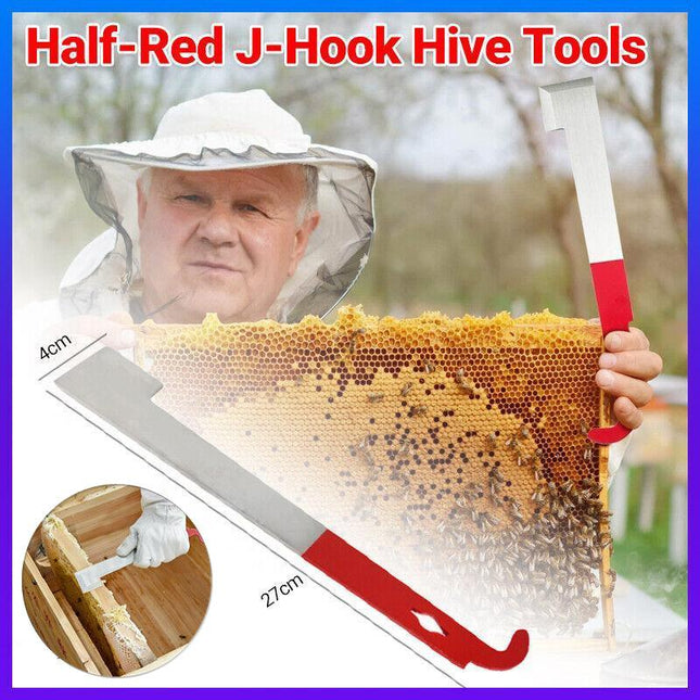 2X Stainless Steel Beekeeping Bee Hive Tools Hook Scraper J Shape Equipment Tool - Aimall