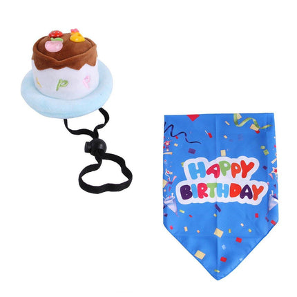 Pet Birthday Cake Hat and Triangle Towel combination Fun Party Dress Up for Pets