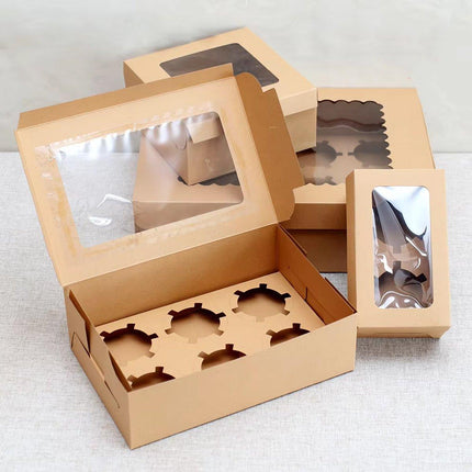 25Pcs Paper Cupcake Box with Window for Party Wedding Bakery Gift Packaging