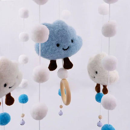 Felt Ball Cloud Mobile Hanging Bed Bell Wind Chime for Nursery or Room Decor