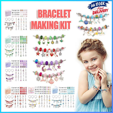 Beads Jewellery Charms Pendant Set DIY Craft Girls Kids Gift Bracelet Making Kit - Aimall