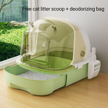 Large Fully Enclosed Cat Litter Box Drawer Type Easy Clean Cat Litter Pan Indoor