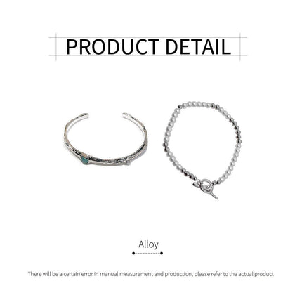 2PCS Luxury OT Buckle Bracelet Set Fashion Jewelry Women High-grade Design