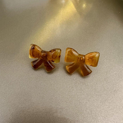 Brown Bow Earrings Artistic Jewelry for Girls Cute Trendy Fashion Accessory